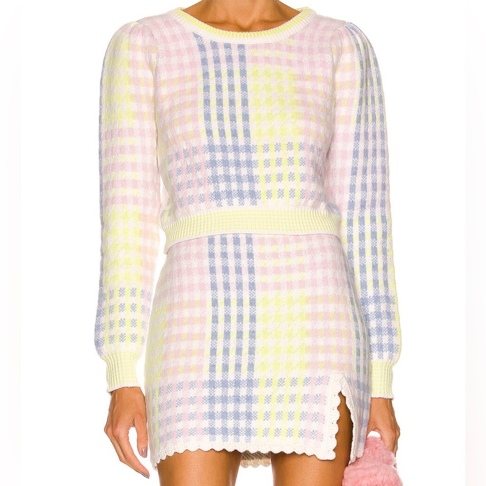 LOVESHACKFANCY Small Dolana Crop Sweater in Mint Jelly